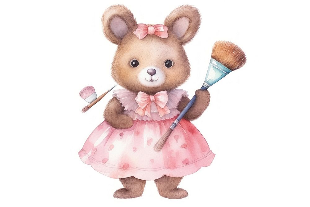 Animal character holding Makeup tool cute doll toy. AI generated Image by rawpixel.