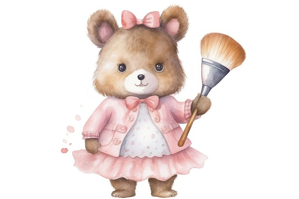 Animal character holding Makeup tool brush cute toy. AI generated Image by rawpixel.