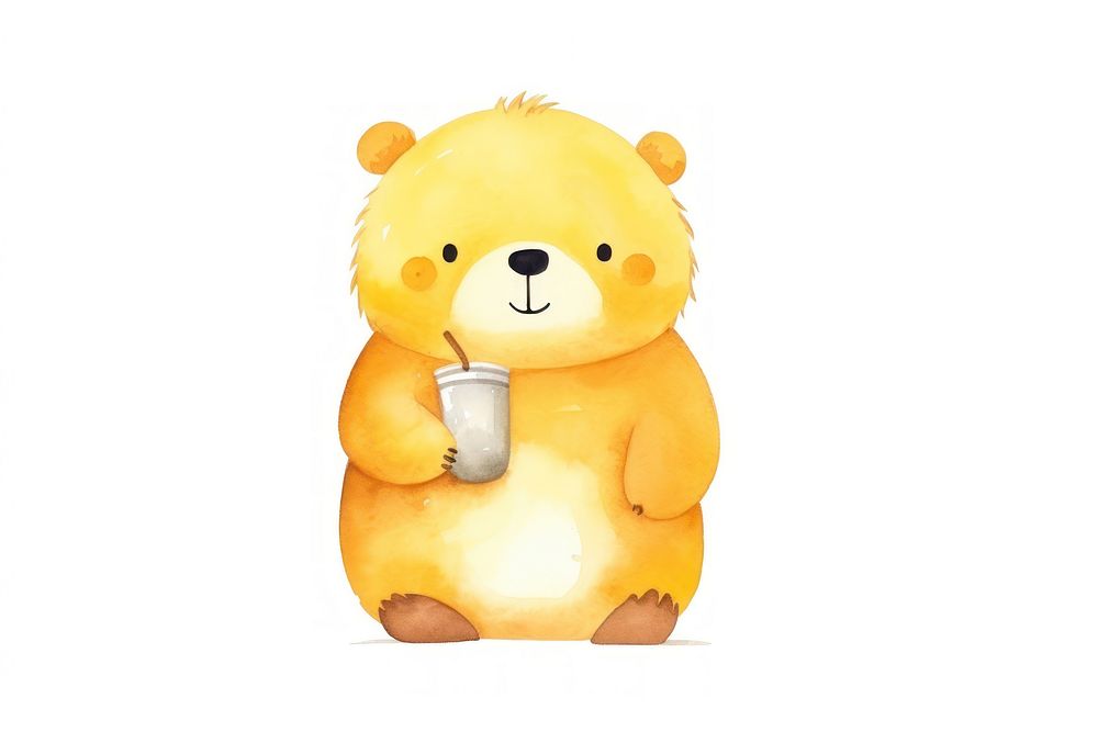 Drinking a soda cartoon cute bear. AI generated Image by rawpixel.