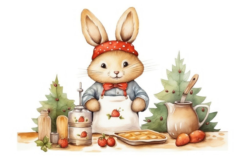Rabbit baking cartoon mammal cute. AI generated Image by rawpixel.