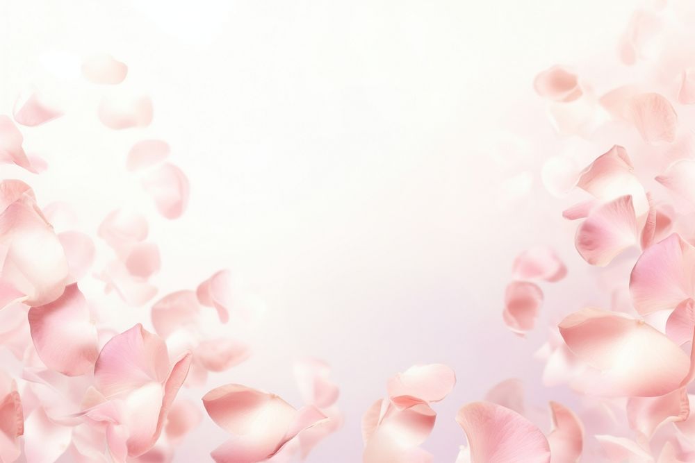 Delicate pastel pink rose petals scattered falling across a white background backgrounds flower plant. AI generated Image by…