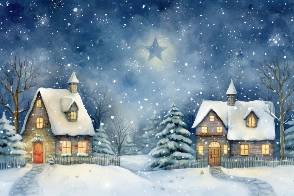 Christmas night winter architecture building outdoors. AI generated Image by rawpixel.