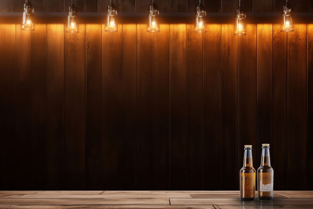 Bottle beer wood bar. AI generated Image by rawpixel.