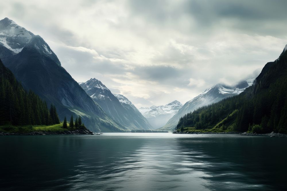 College Fjord landscape panoramic mountain. 