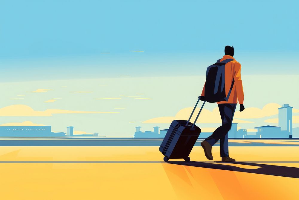 People dragging luggage suitcase walking adult. AI generated Image by rawpixel.