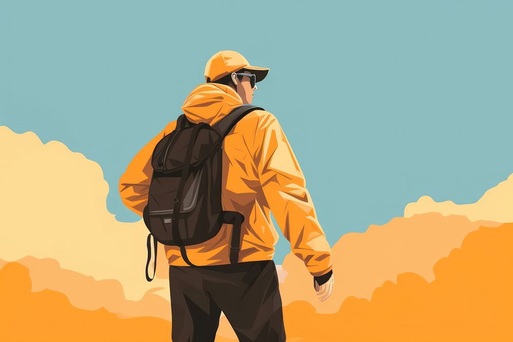 Backpack adult mountaineering silhouette. AI generated Image by rawpixel.