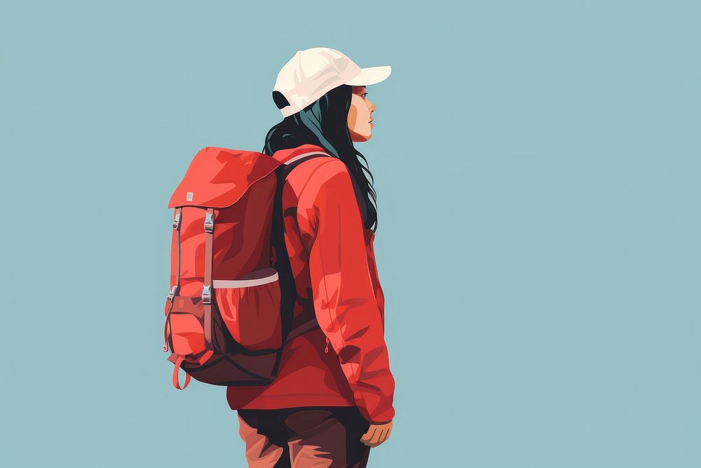 Backpack bag backpacking headwear. AI generated Image by rawpixel.