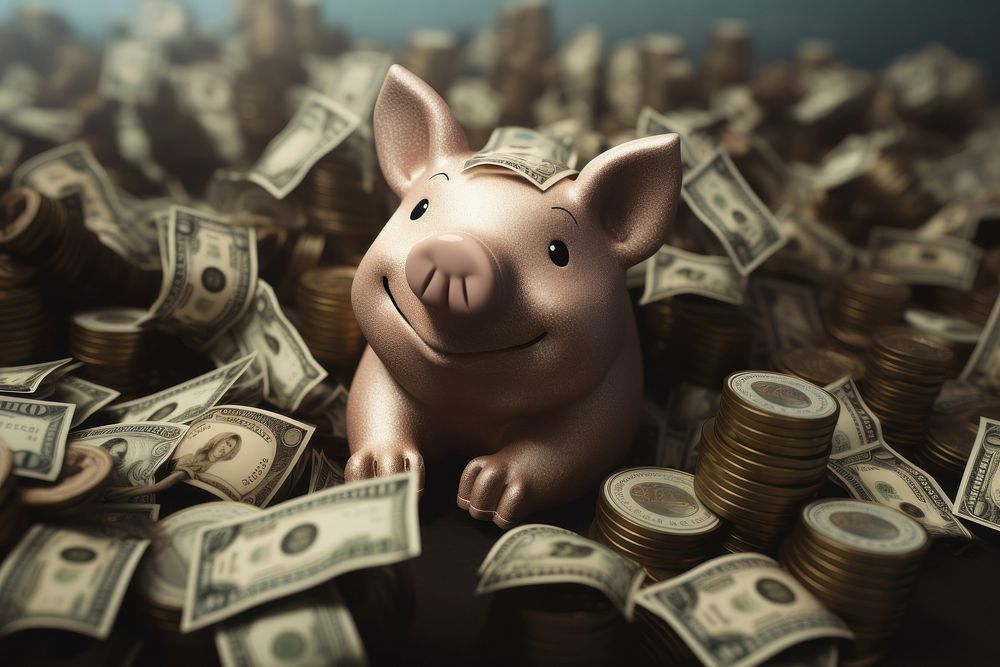 Money money mammal pig. AI generated Image by rawpixel.