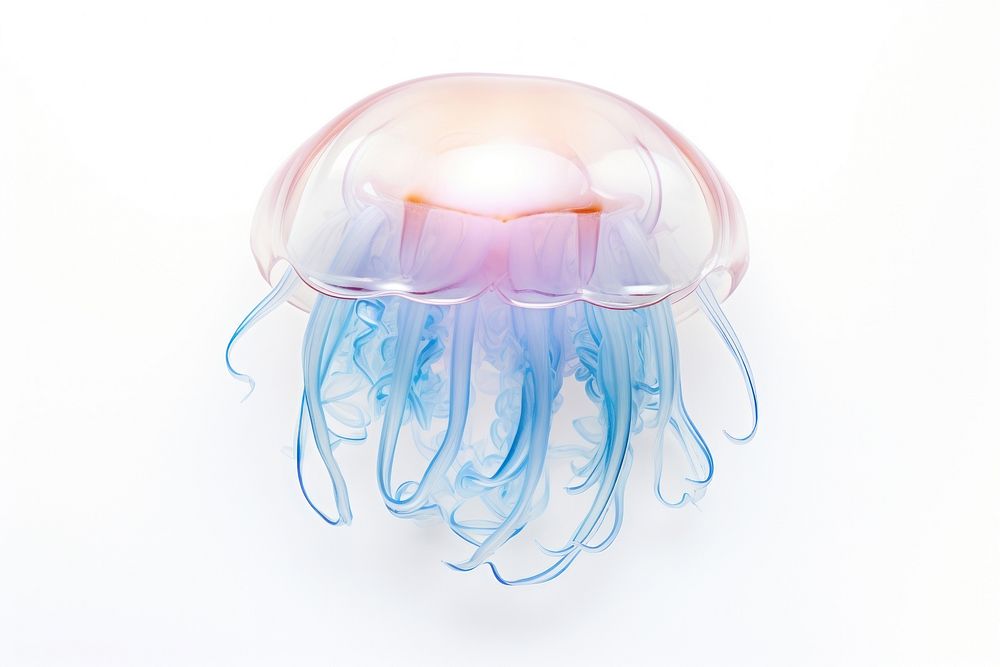 Moon jelly jellyfish white background invertebrate. AI generated Image by rawpixel.