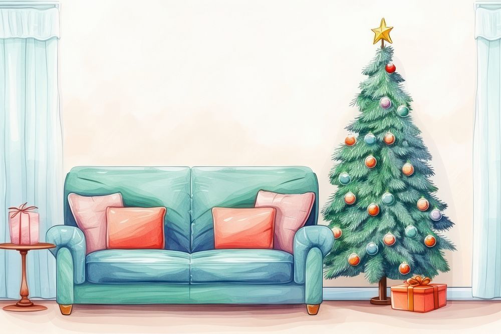 Christmas style home decor living room christmas furniture anticipation. AI generated Image by rawpixel.