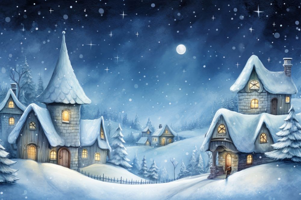 Christmas night winter architecture backgrounds building. AI generated Image by rawpixel.