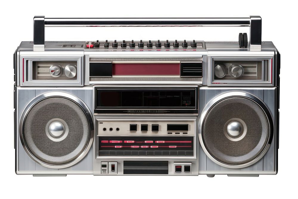 Vintage boombox portable stereo electronics radio technology. AI generated Image by rawpixel.