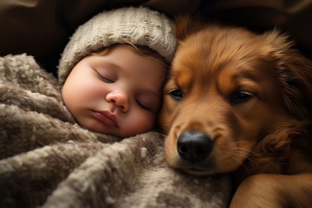 Baby dog sleeping portrait. AI generated Image by rawpixel.