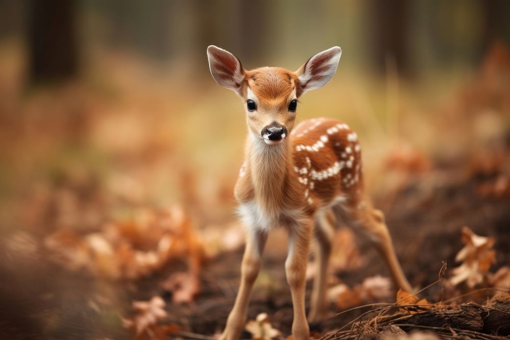 Baby deer animal wildlife mammal portrait. AI generated Image by rawpixel.