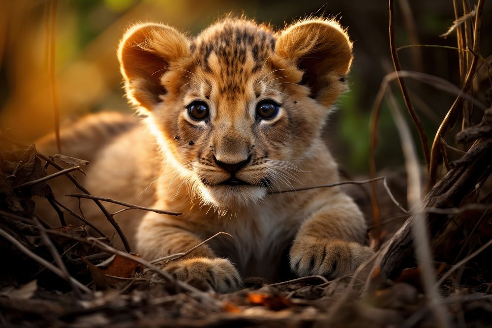 Baby lion wildlife animal mammal. AI generated Image by rawpixel.