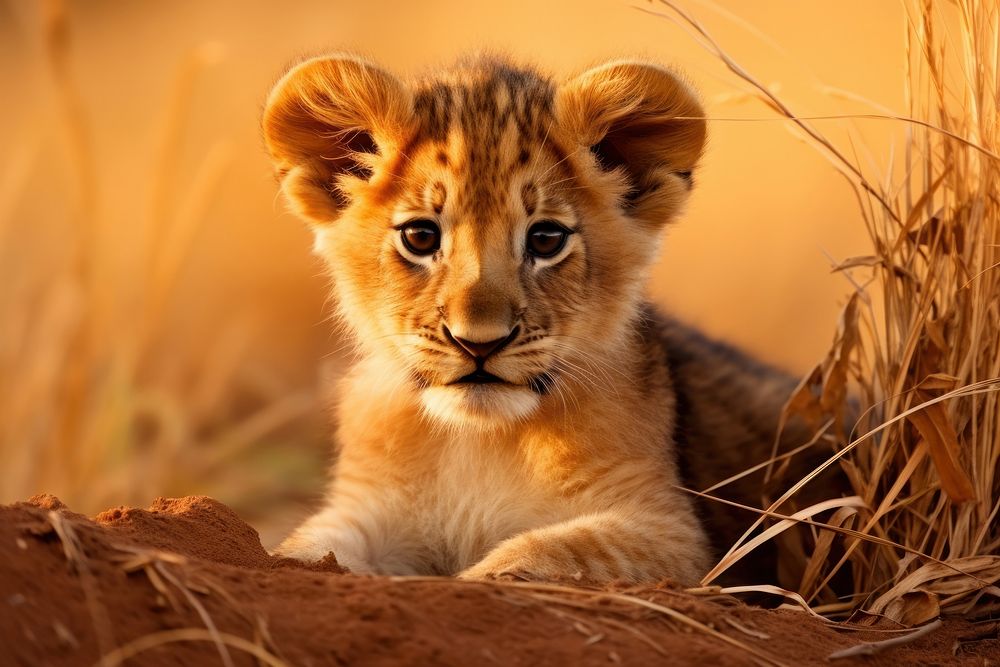 Baby lion wildlife animal mammal. 