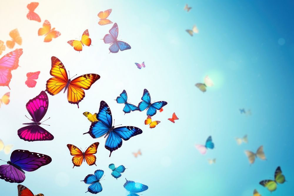 Colorful butterflies flying outdoors insect. AI generated Image by rawpixel.