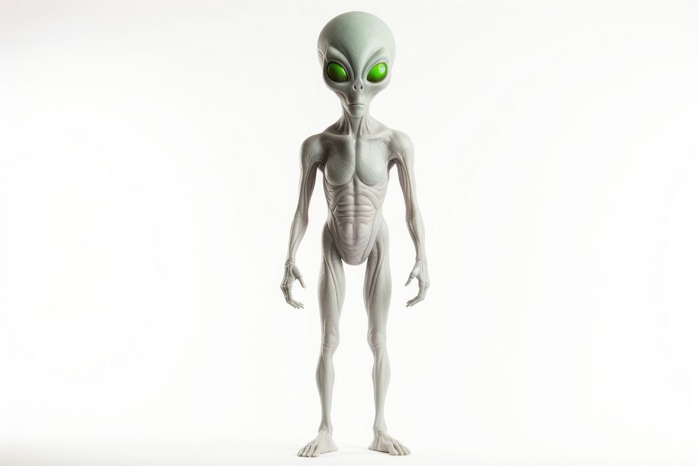 Alien white background representation standing. AI generated Image by rawpixel.