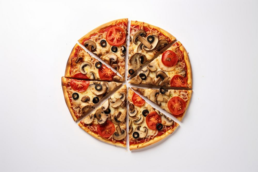 Delicious vegetarian pizza tomato olive food. AI generated Image by rawpixel.