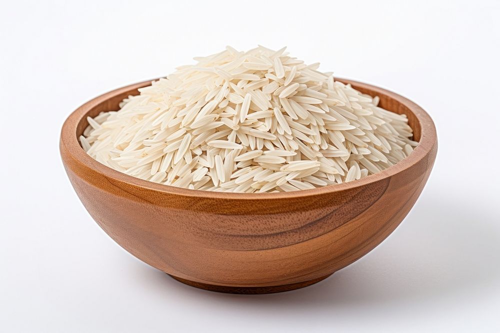 Rice basmati food bowl white background. AI generated Image by rawpixel.