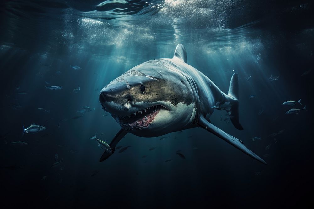 Shark underwater outdoors animal. AI generated Image by rawpixel.