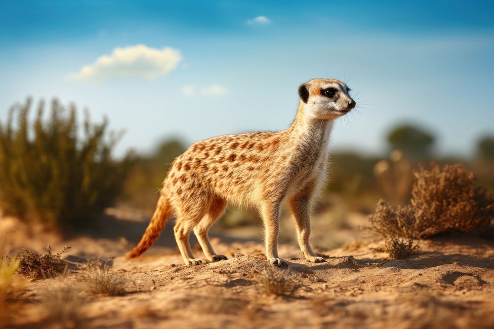 Meercat animal wildlife outdoors. AI generated Image by rawpixel.
