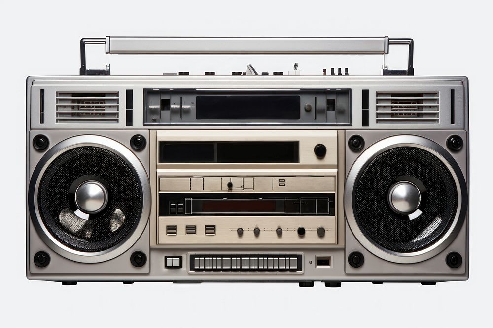 Retro boombox cassette player electronics stereo radio. AI generated Image by rawpixel.