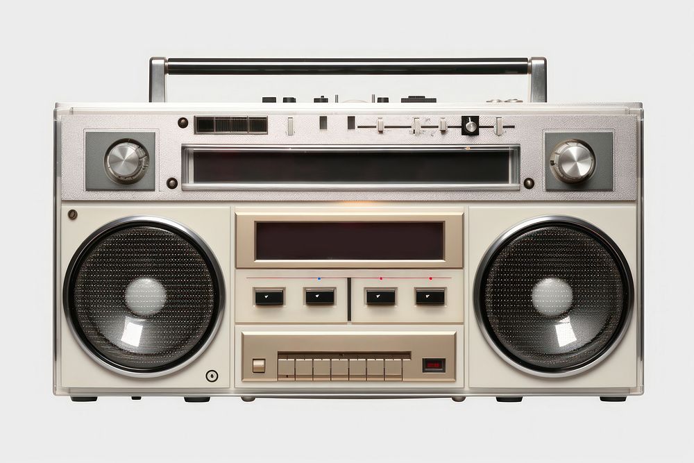 Retro boombox cassette player electronics stereo radio. AI generated Image by rawpixel.