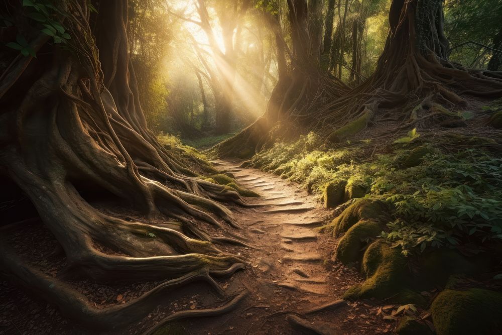 Forest tree sunlight woodland. AI generated Image by rawpixel.