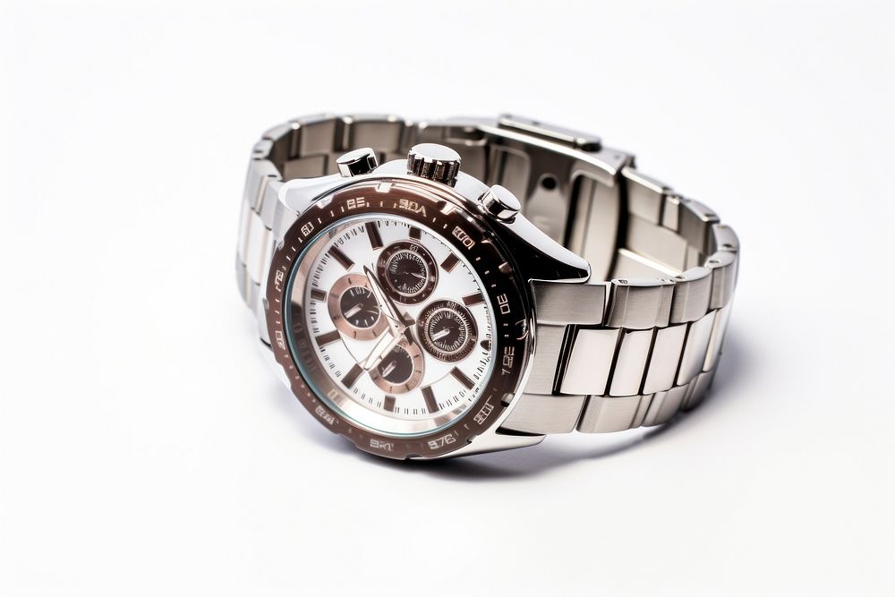 Wristwatch silver white background platinum. AI generated Image by rawpixel.