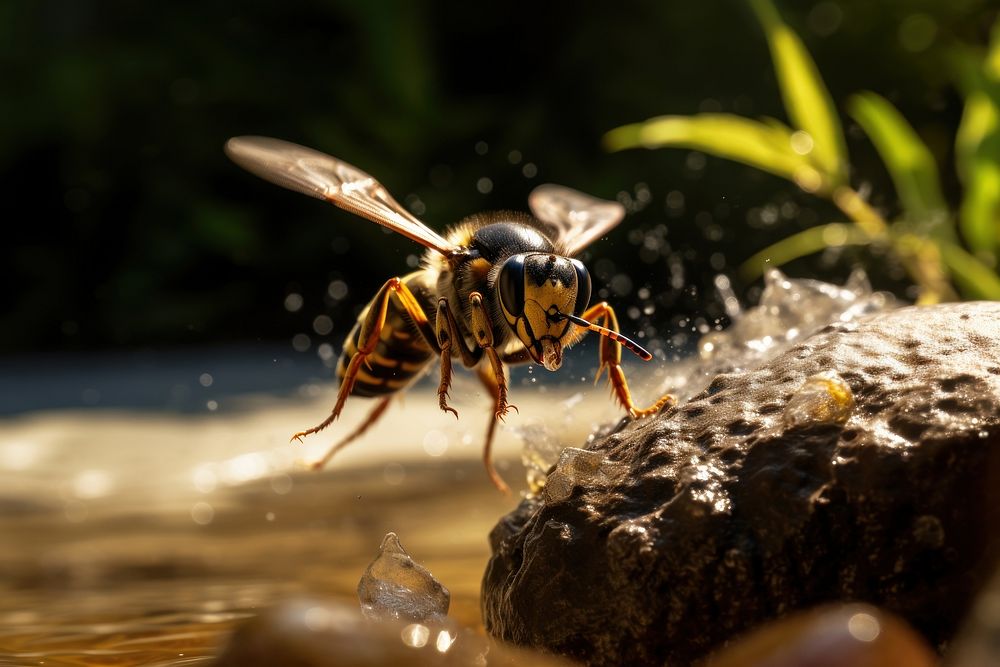 Flying wasp animal insect hornet. AI generated Image by rawpixel.