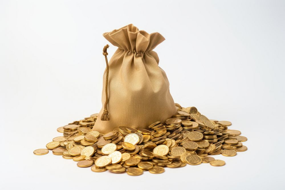 Gold coin bag money. AI generated Image by rawpixel.
