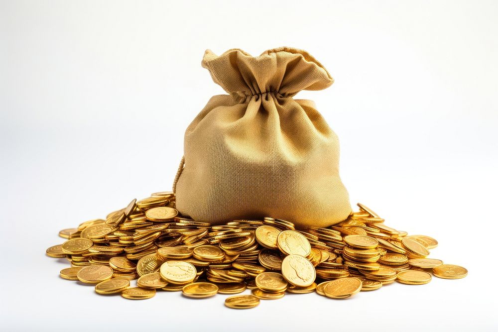 Gold coin bag money. AI generated Image by rawpixel.