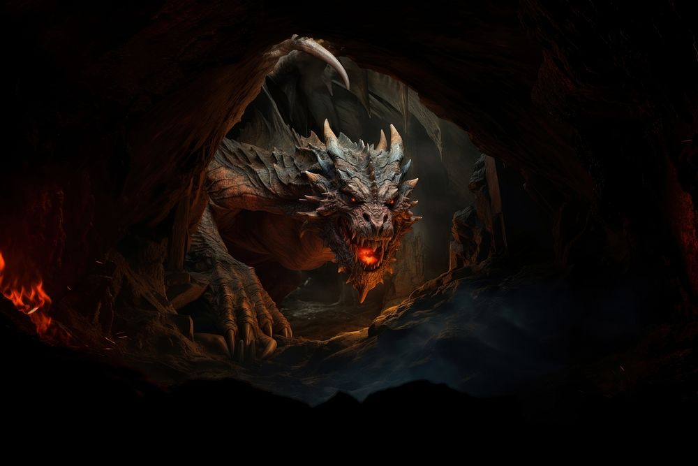 Dragon cave fire screenshot. AI generated Image by rawpixel.