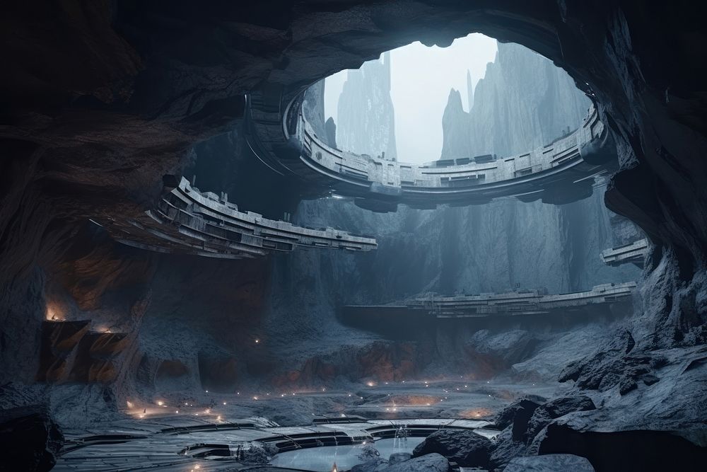 Cave nature architecture tranquility. AI generated Image by rawpixel.