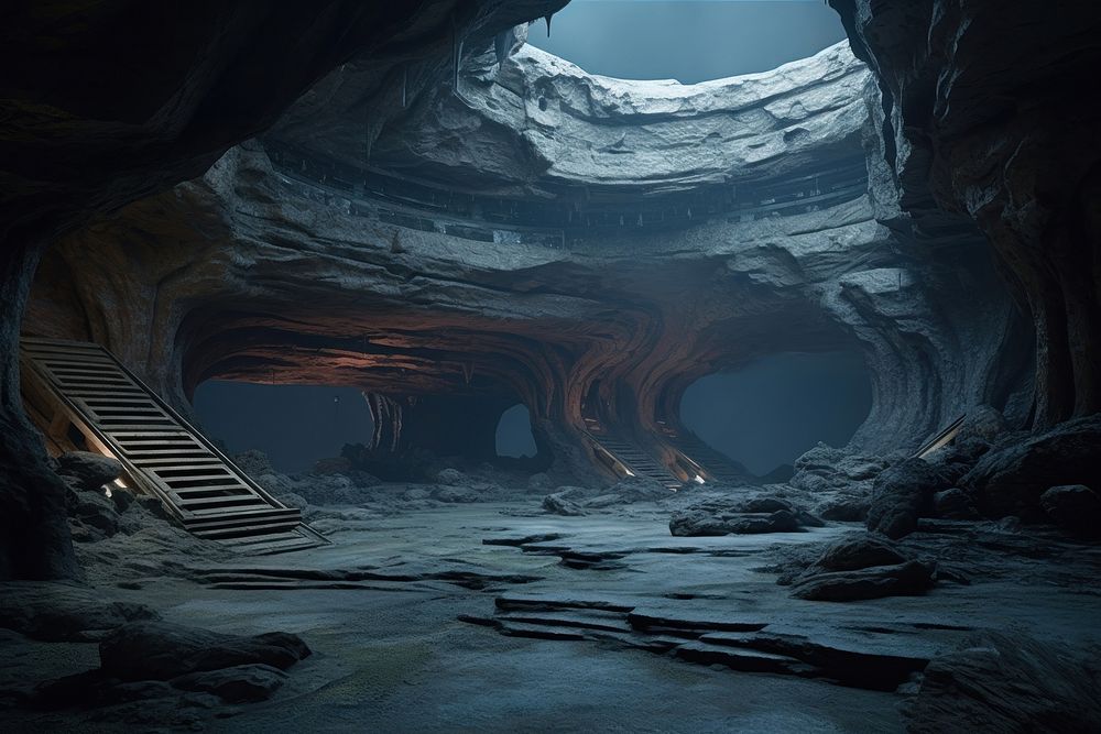 Cave nature architecture tranquility. AI Free Photo rawpixel