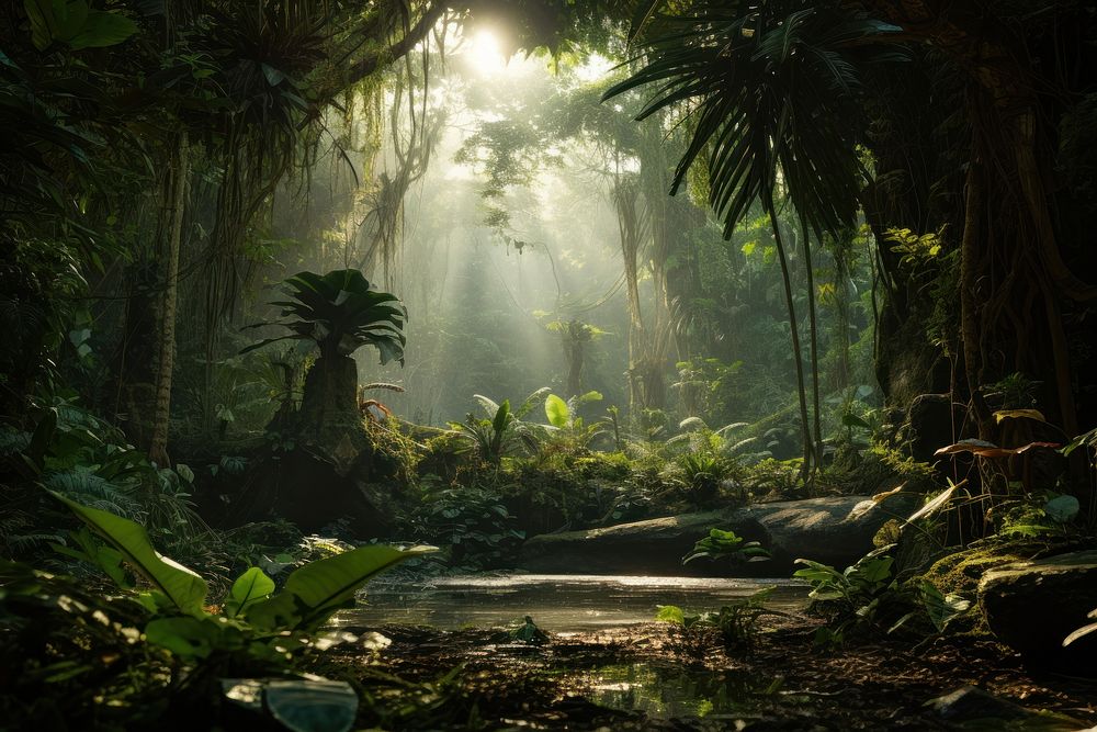 Jungle vegetation outdoors woodland. AI generated Image by rawpixel.