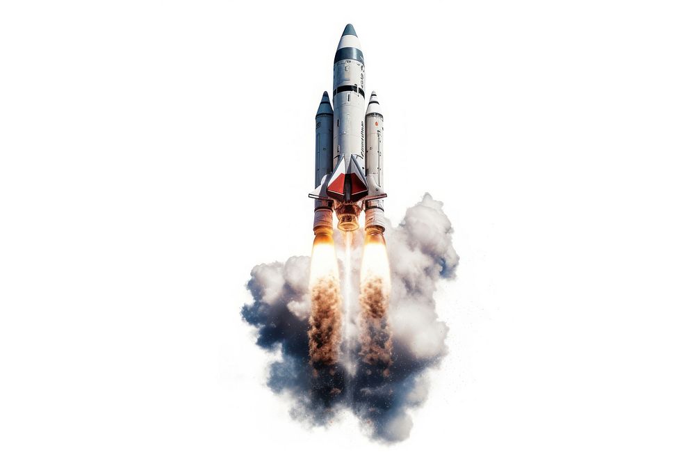 Rocket aircraft vehicle white background. AI generated Image by rawpixel.