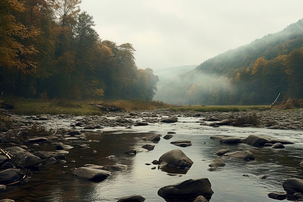 River area outdoors nature stream. AI generated Image by rawpixel.