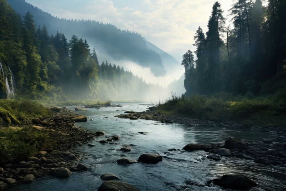 River real wilderness landscape outdoors. AI generated Image by rawpixel.
