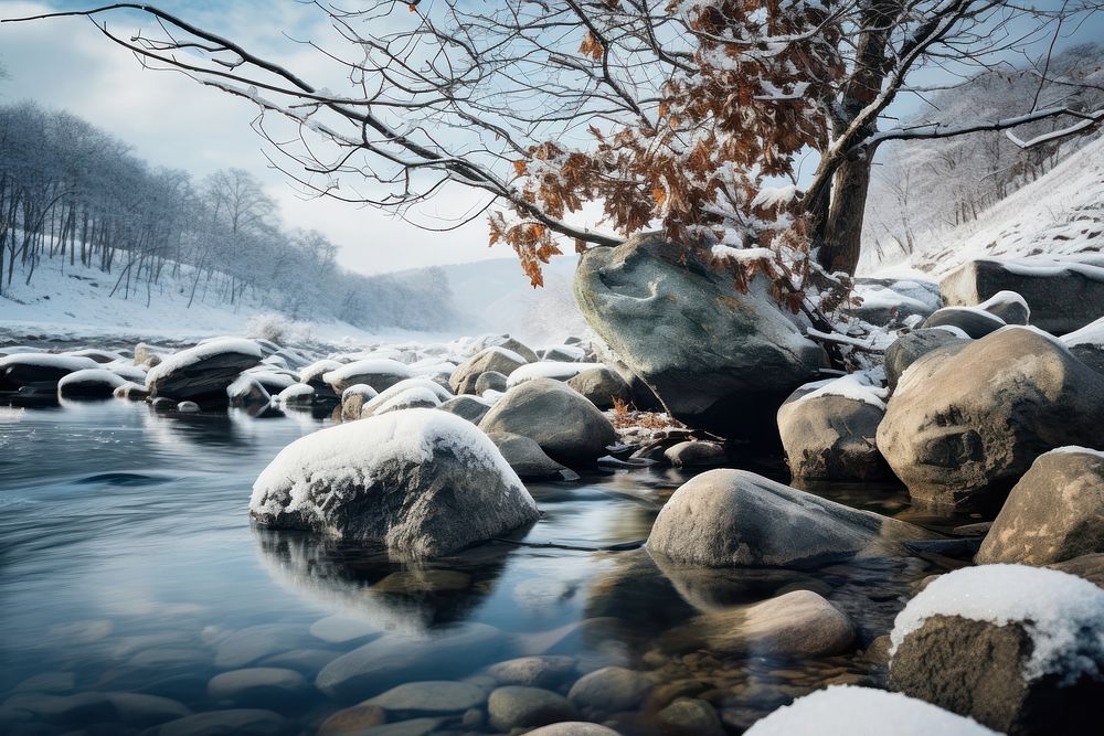 River stone landscape outdoors nature. AI generated Image by rawpixel.