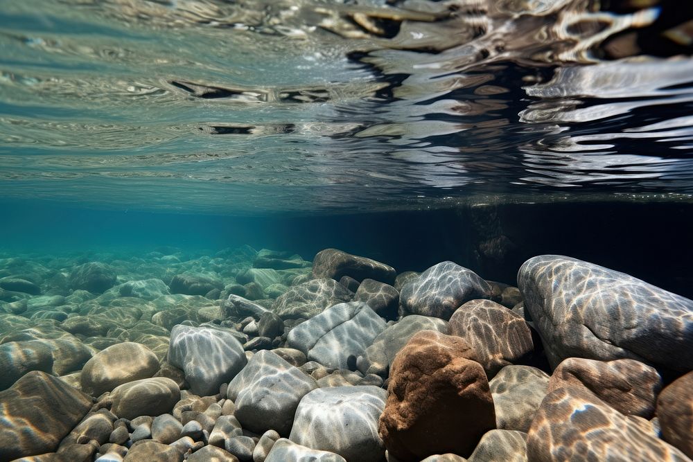 Rocks underwater rock outdoors swimming. AI generated Image by rawpixel.