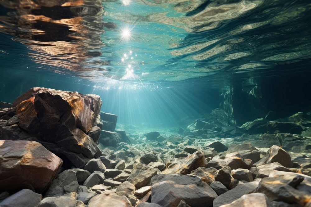 Rocks underwater rock outdoors nature. AI generated Image by rawpixel.