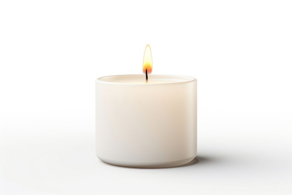 Small candle fire white background illuminated. AI generated Image by rawpixel.
