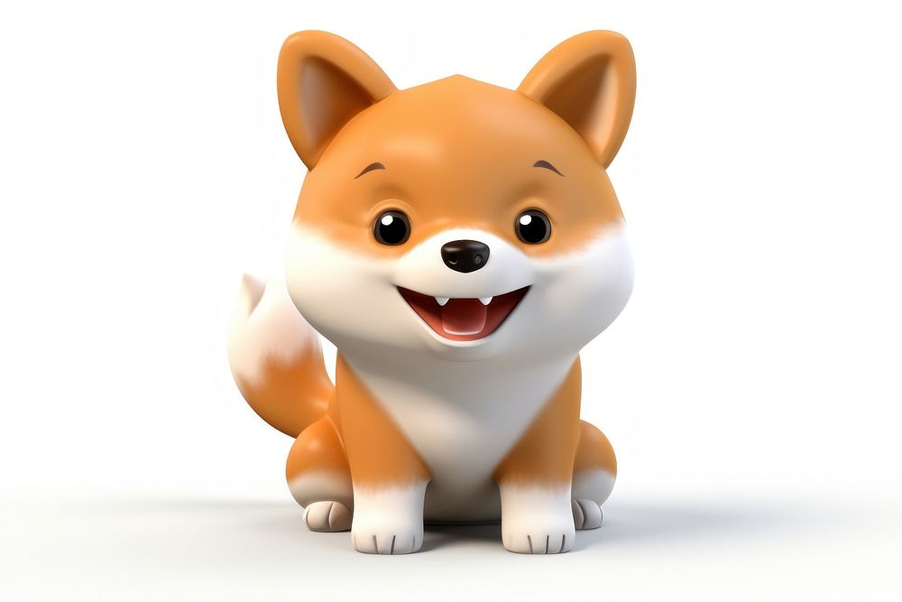 3d cartoon shiba mammal animal toy. 