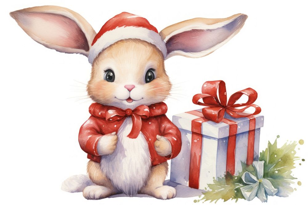 A cute rabbit wearing christmas costume animal mammal paper. AI generated Image by rawpixel.