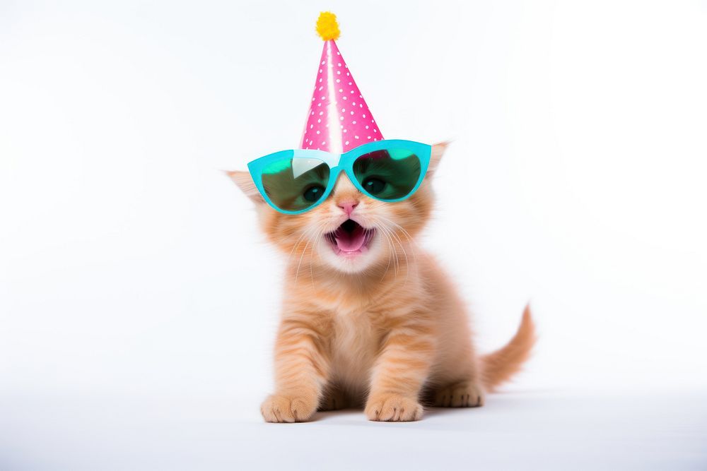 Kitten celebrating kitten sunglasses portrait. AI generated Image by rawpixel.