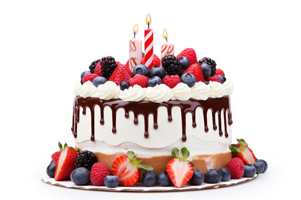 Birthday cake blueberry birthday dessert. AI generated Image by rawpixel.