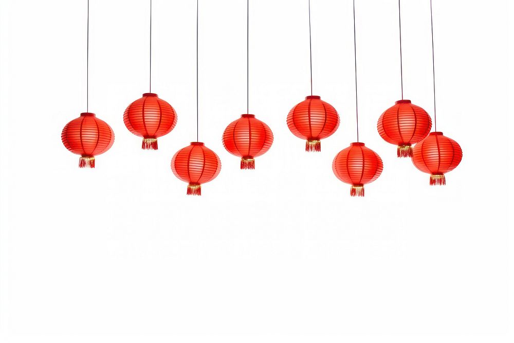 Chinese lanterns lamp white background illuminated. AI generated Image by rawpixel.
