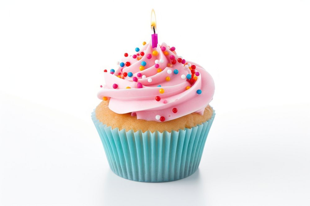 Cupcake birthday sprinkles dessert candle. AI generated Image by rawpixel.